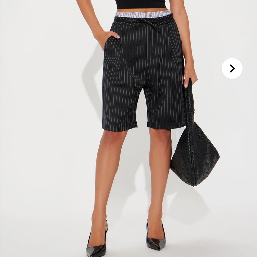 Teresa Double Waistband Pinstripe Trouser Short